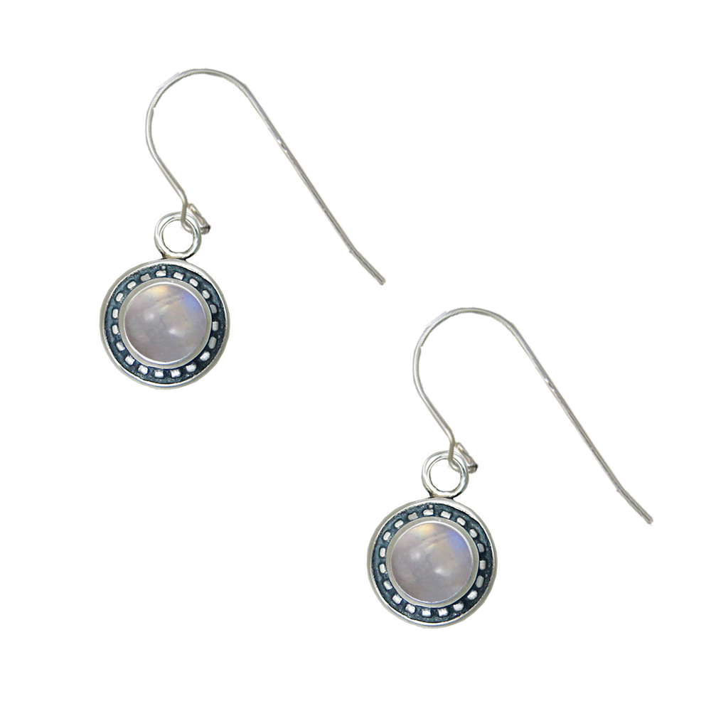 Sterling Silver Little Rainbow Moonstone Gemstone Drop Dangle Earrings